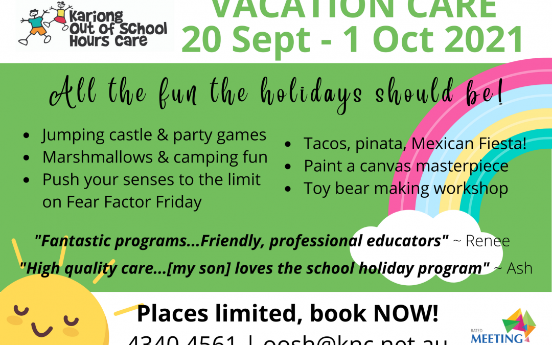 Sept-Oct 2021 Vacation Care & School Holiday Program