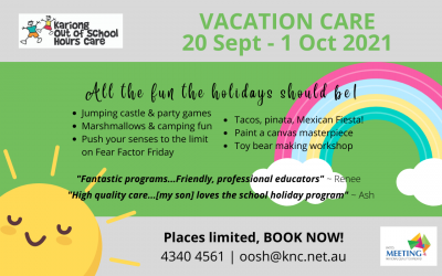Sept-Oct 2021 Vacation Care & School Holiday Program