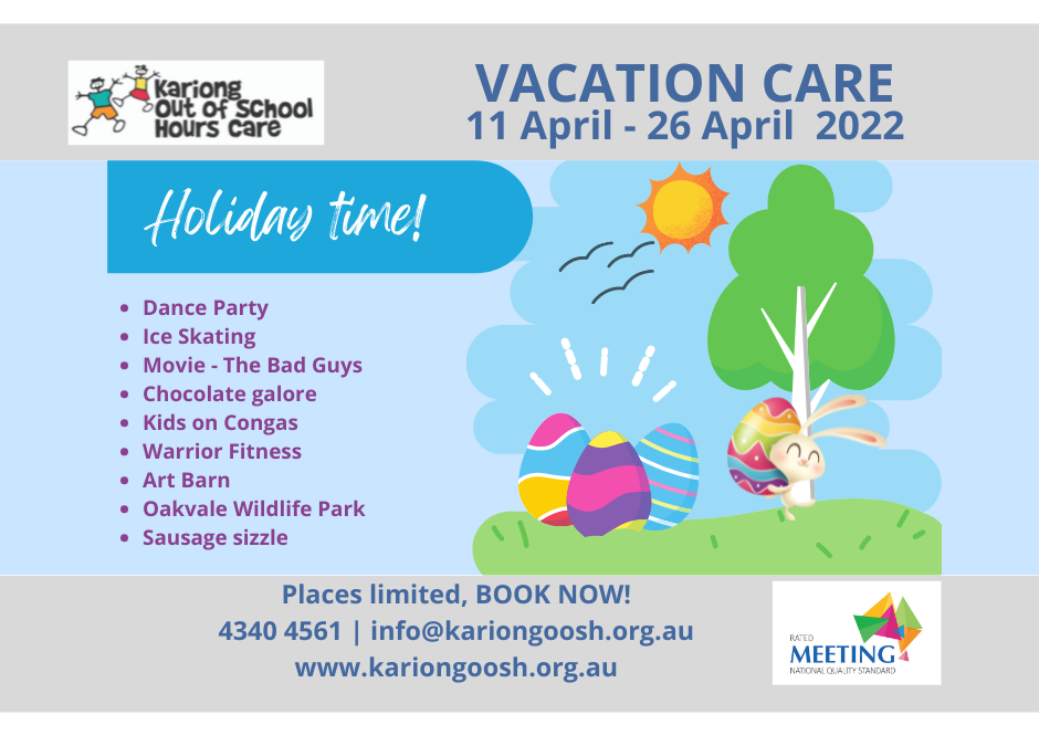 April 2022 Vacation Care & School Holiday Program