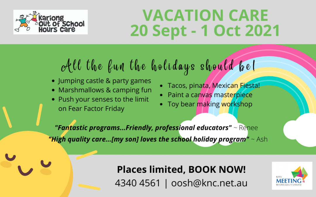 Sept-Oct 2021 Vacation Care & School Holiday Program