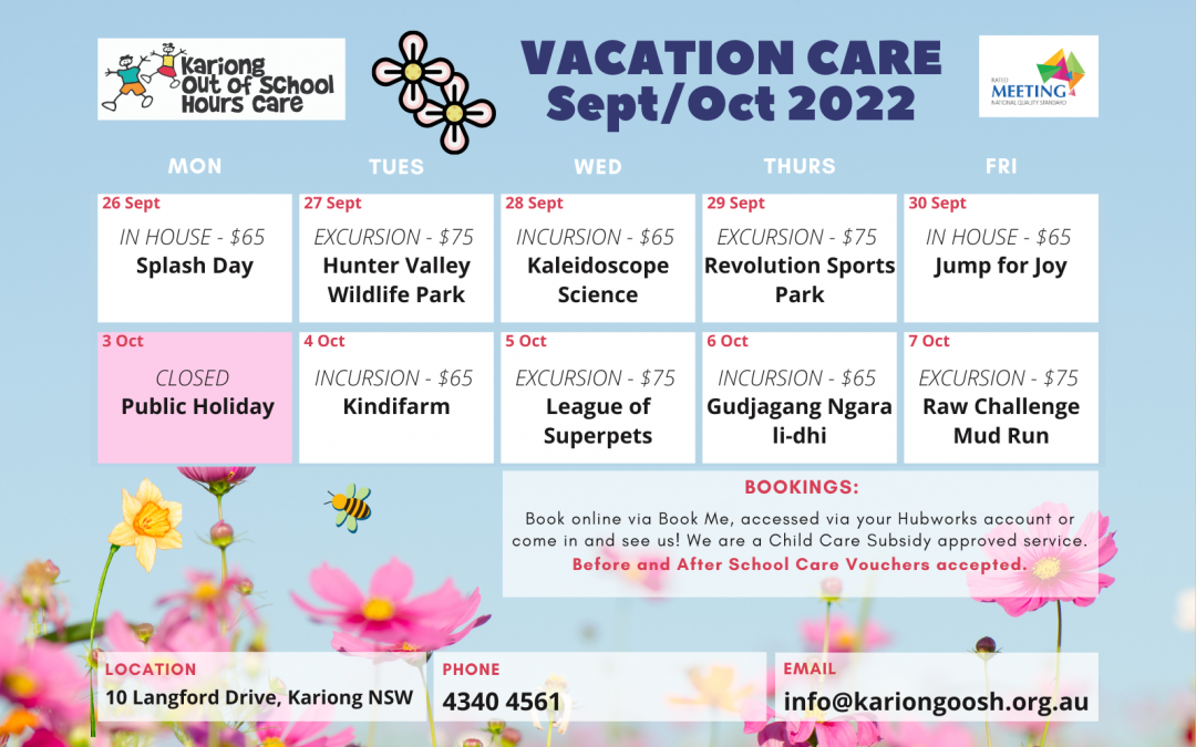 Sept-Oct 2022 Vacation Care & School Holiday Program